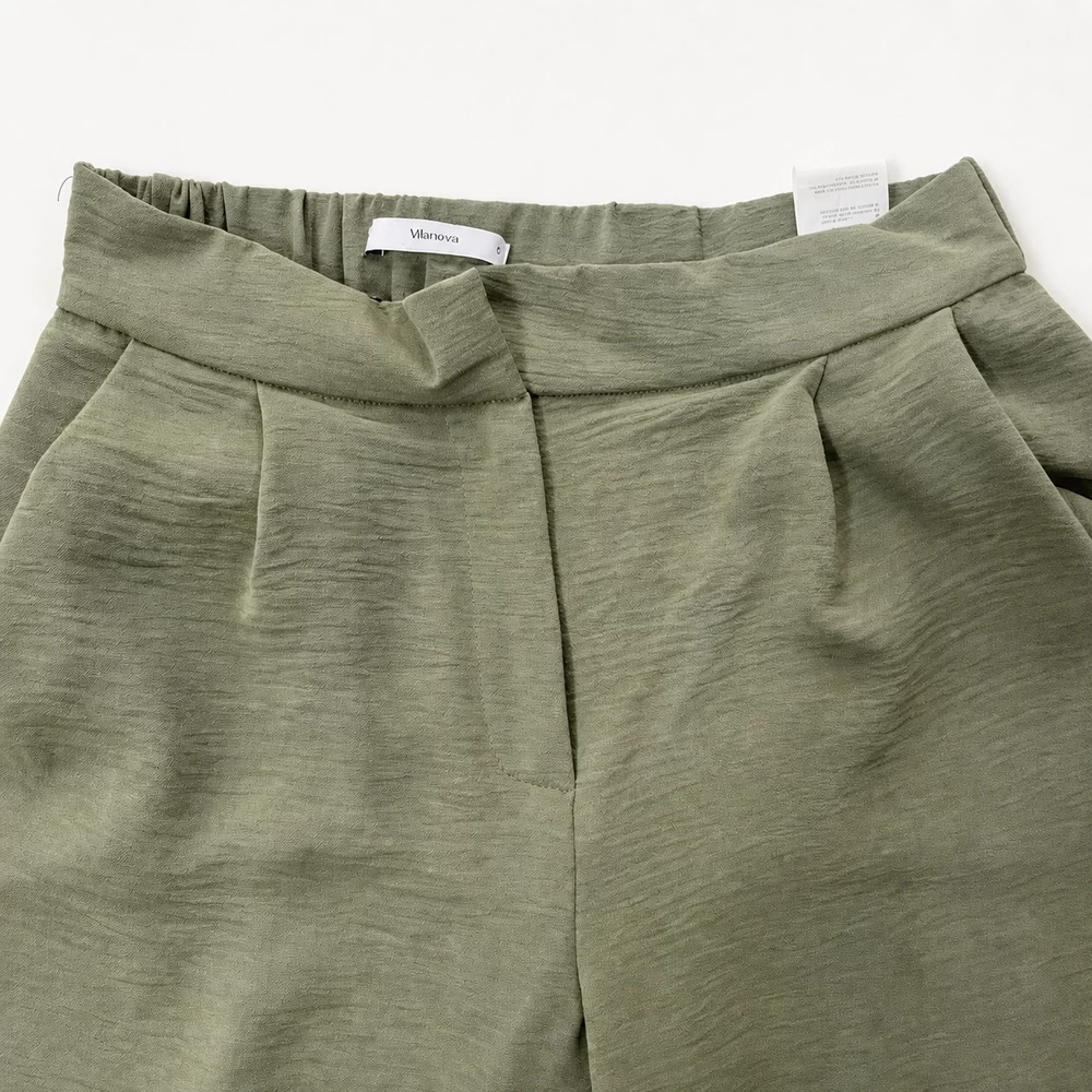 Olive Green Textured Trousers complete front garment view